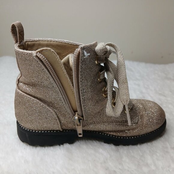 Girl's Maggie and Zoe Gold Glitter Zip Up Lace Up Boots Size 11 - Picture 5 of 9
